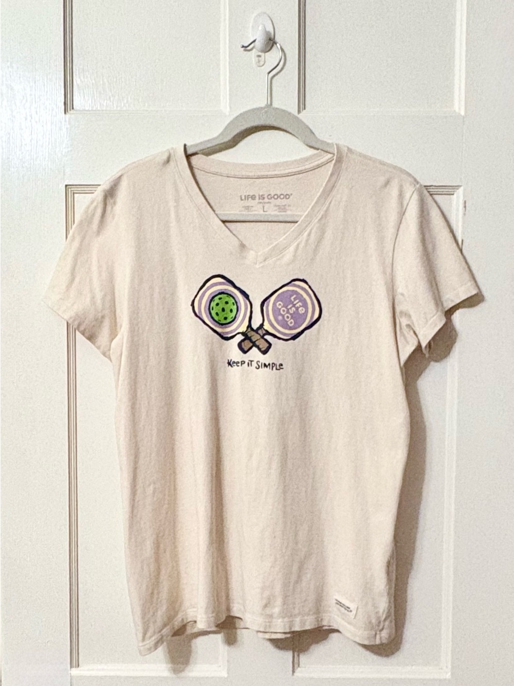 Life is Good Women's "Keep it Simple" V-Neck Pickleball Tee